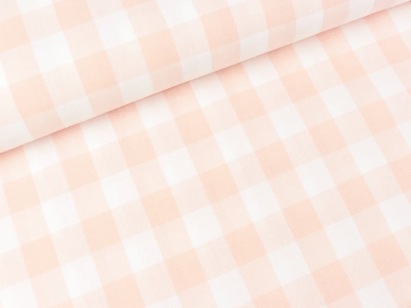 Baumwoll Webware Karo salmon-weiß 2cm Karo
