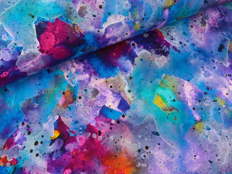 French Terry Water Sky Print türkis-bunt Digitaldruck