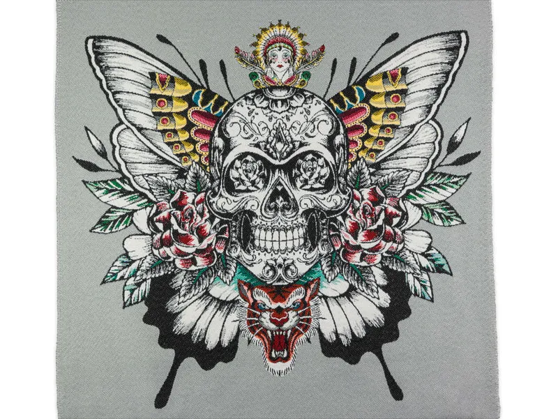 Jacquard Kissen Panel Skrull silbergrau 48x48cm