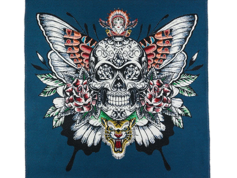 Jacquard Kissen Panel Skrull denim 48x48cm