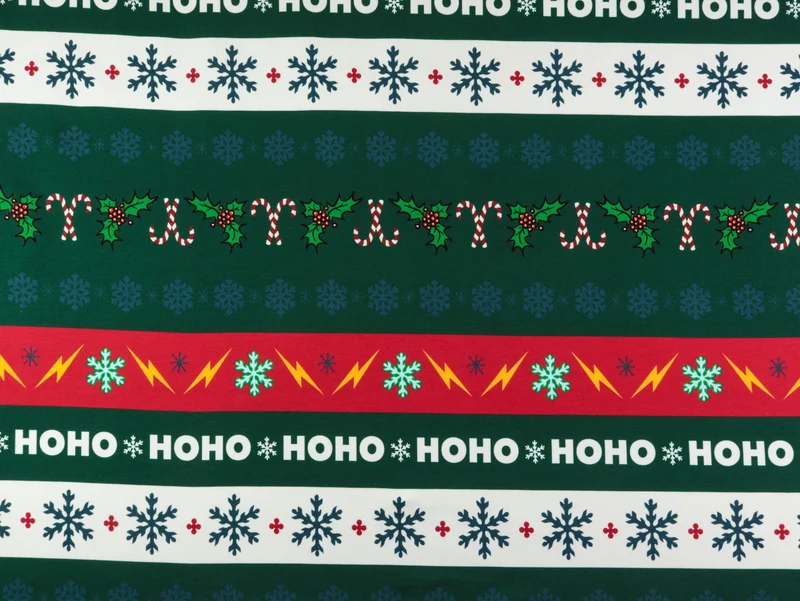 French Terry HeHo HeHo Christmas dunkelblau-bunt mit Wendepailletten Panel 103cm
