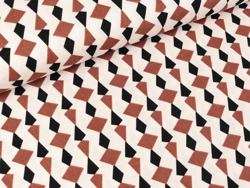 Viskose Twill Print Graphic ecru-caramel