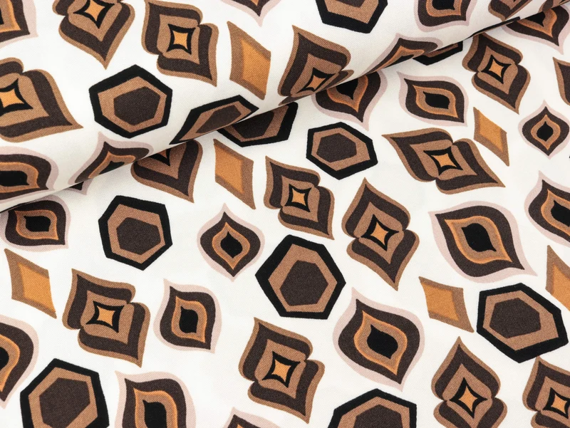 Viskose Twill Print Mix Figures ecru-caramel