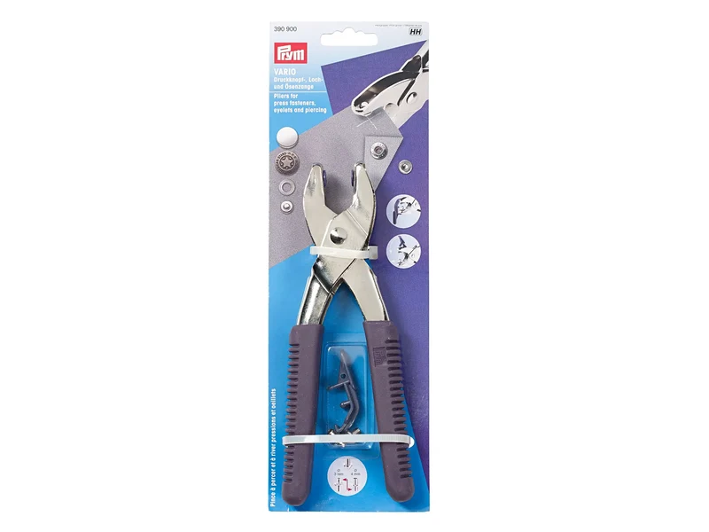 Prym 390900 Variozange Druckknöpfe, Loch- und Ösenzange mit Lochwerkzeugen