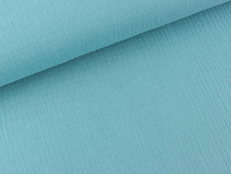 Baumwoll Double Gauze dusty blue uni - Durchgefärbt
