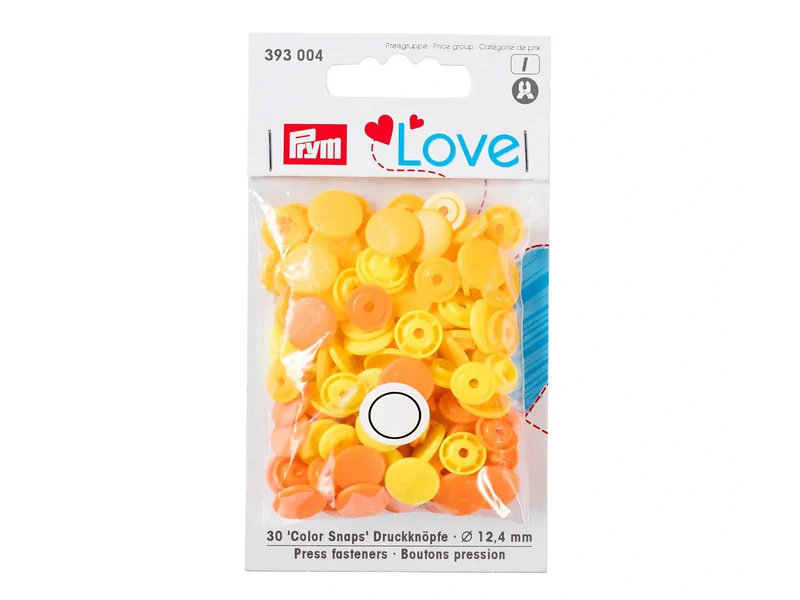 Prym Love 393004 Nähfrei Druckknöpfe Color Snaps 12,4mm gelb 30 Stück