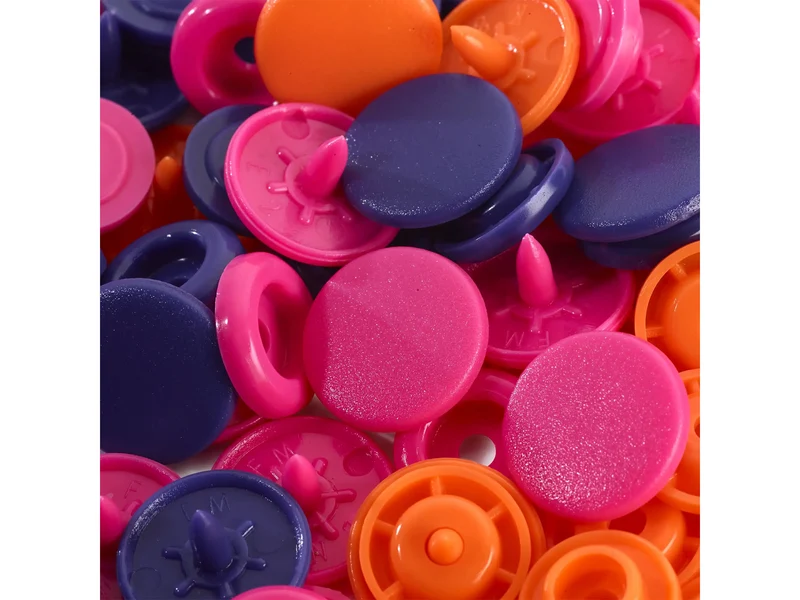 Prym Love 393006 Nähfrei Druckknöpfe Color Snaps 12,4mm orange-pink-violett 30 Stück
