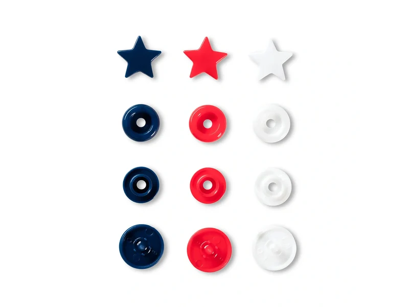 Prym Love 393061 Nähfrei Druckknöpfe Color Snaps Sternform 12,4mm rot-weiß-marine 30 Stück