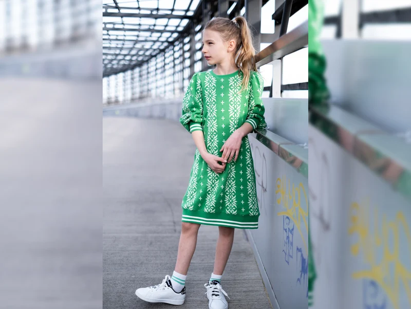 Hamburger Liebe 3 Farb-Jacquardjersey Evermore Flourish verde erba-lattuga-winterweiß