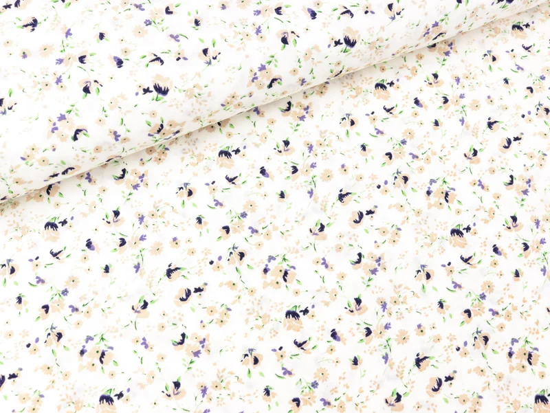 Viskose Popeline Webware Mille Fleurs bunt auf Wollweiß