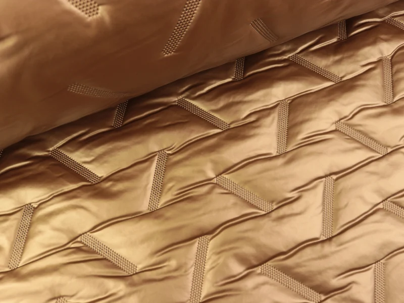 Metallic Steppstoff Quilt Fabrizio chocolat glänzend uni