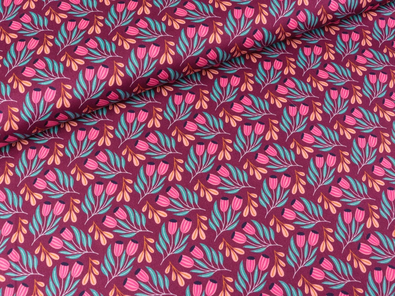 Hamburger Liebe New Cotton Satin Webware Glossy Petit Calyx helles Bordeaux-bunt