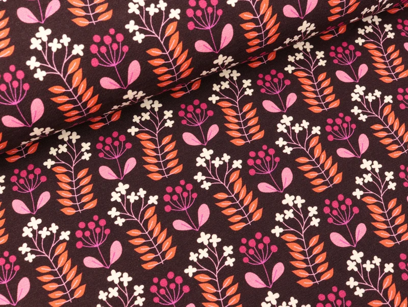 Hamburger Liebe Baumwolljersey Glossy Petit Bloom bordeaux-bunt