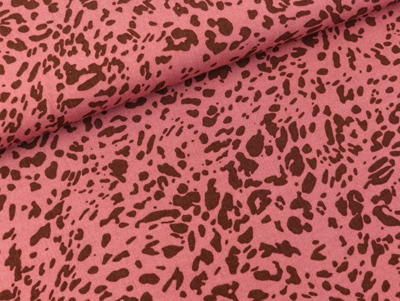Viskose Webware Radiance Animal Skin dunkelbraun auf Altrosa