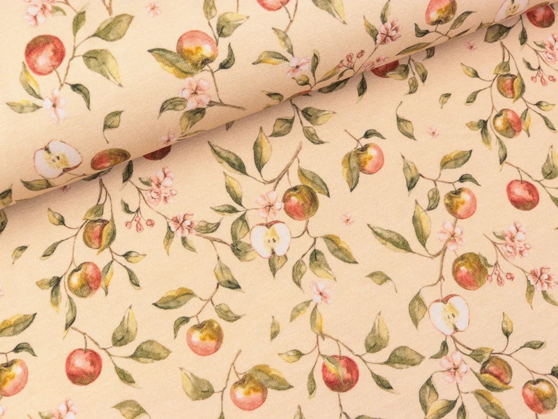 Baumwolljersey Apple Blossom bunt auf Poudre Digitaldruck