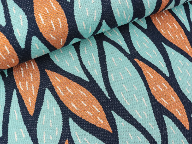 Hamburger Liebe 5 Farb-Jacquardjersey Glossy Flow celeste-blue navy-nepal-kupfer-winterweiß