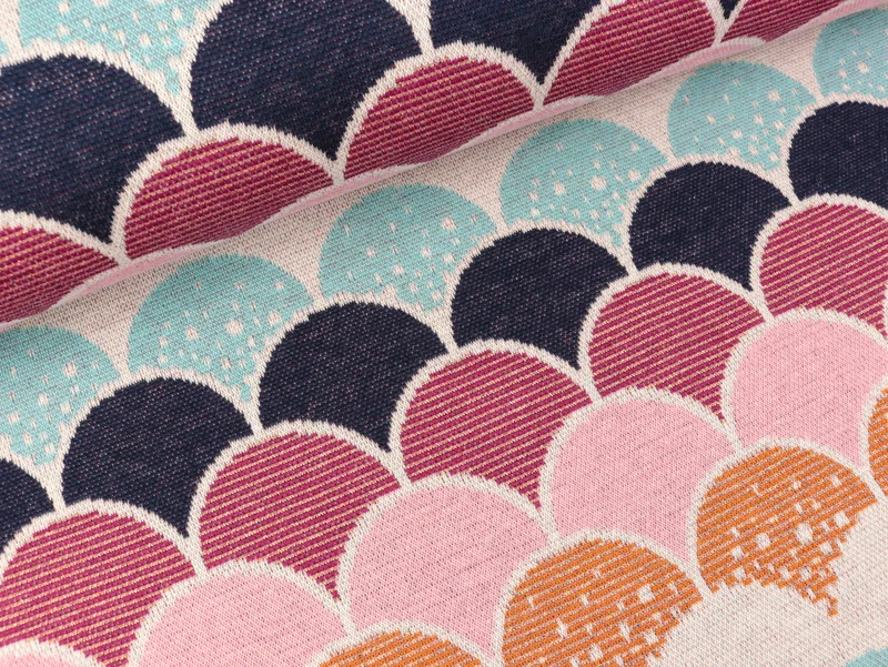 Hamburger Liebe 7 Farb-Jacquardjersey Glossy Shingles celeste-blue navy-ciclamino-kupfer-rose-nepal-winterweiß