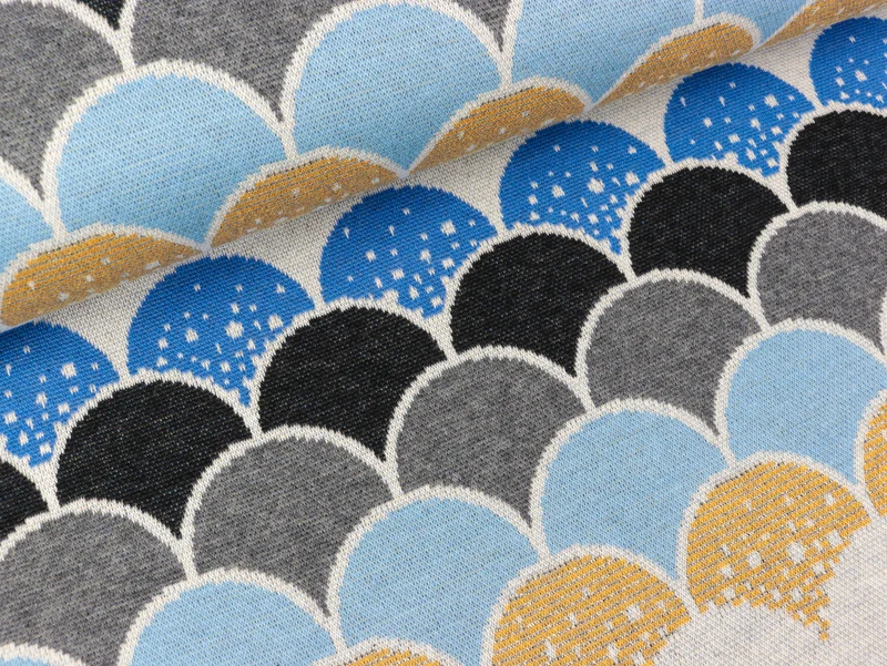 Hamburger Liebe 7 Farb-Jacquardjersey Glossy Shingles bluette-schwarz-carbon-meringa-azzuro-curry-gold