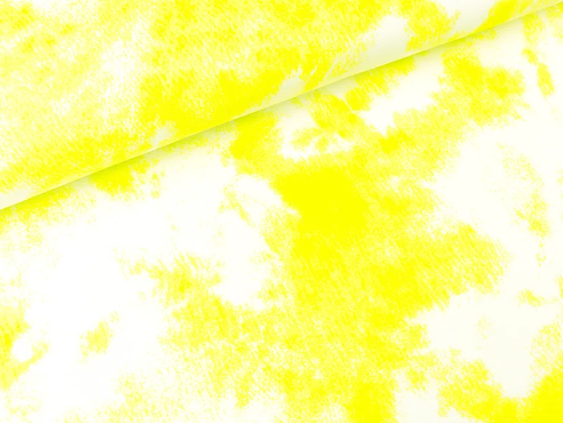 French Terry Print Clouds Wolken lemon auf Weiß