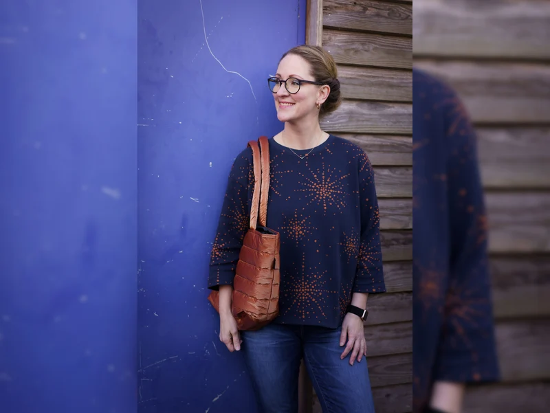 Hamburger Liebe 3 Farb-Jacquardjersey Glossy Boom blue navy-nepal-kupfer