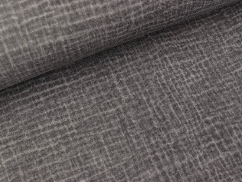 Baumwoll Musselin Double Gauze Stonewashed dunkelgrau-hellgrau