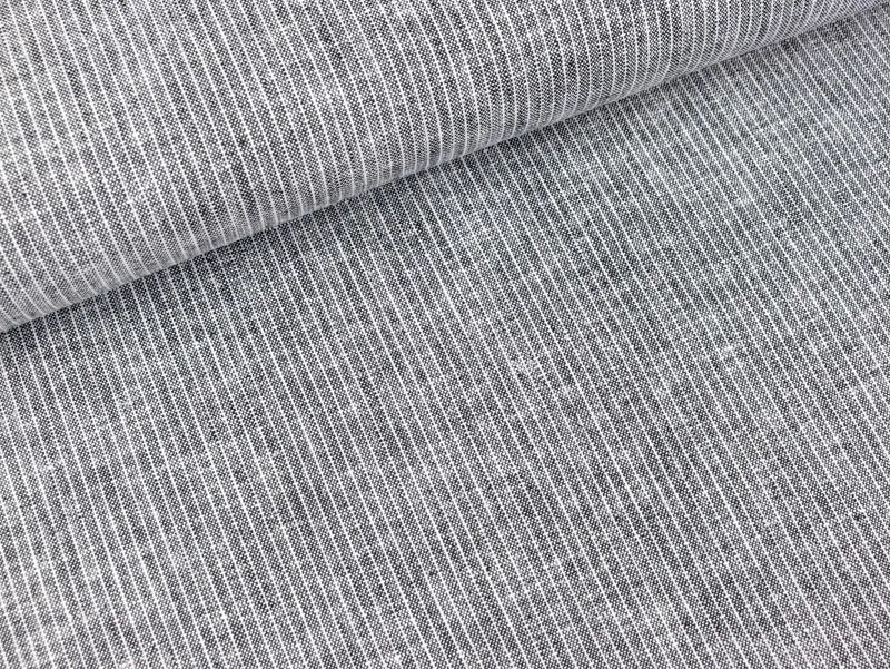 Leinen-Baumwollgemisch Dario Stripes weiß-navy meliert