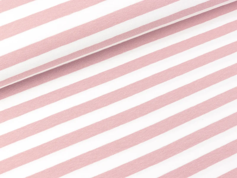 Baumwolljersey YD Stripe oldrose-weiß 1cm Streifenbreite