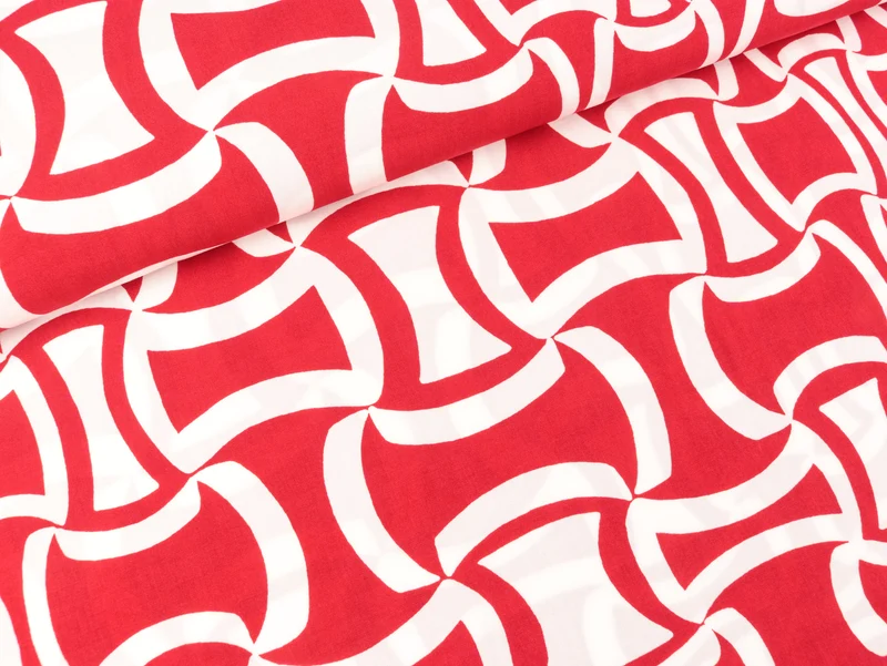 Viskose Popeline Webware rot-weiß by Frau Maerz