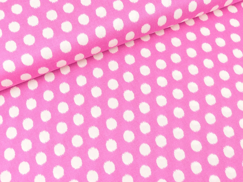 Viskose Webware Chally Dots weiß auf Pink