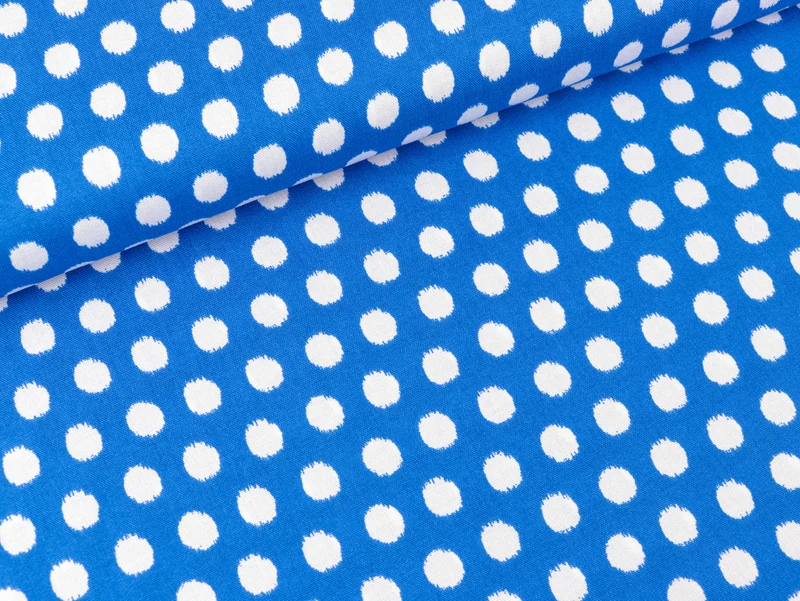 Viskose Webware Chally Dots weiß auf Royalblau