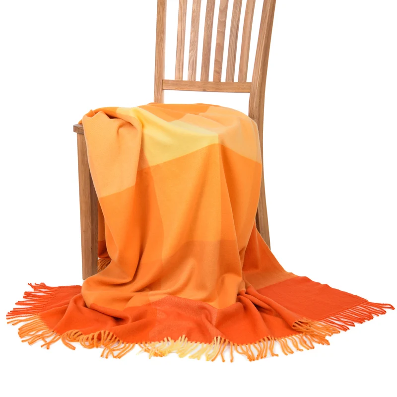 Lammwollplaid "Rubens" 140 x 190 cm, orange-gelb