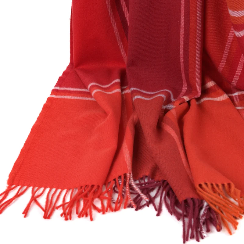 Buntes Lammwollplaid mit Streifen "Square"