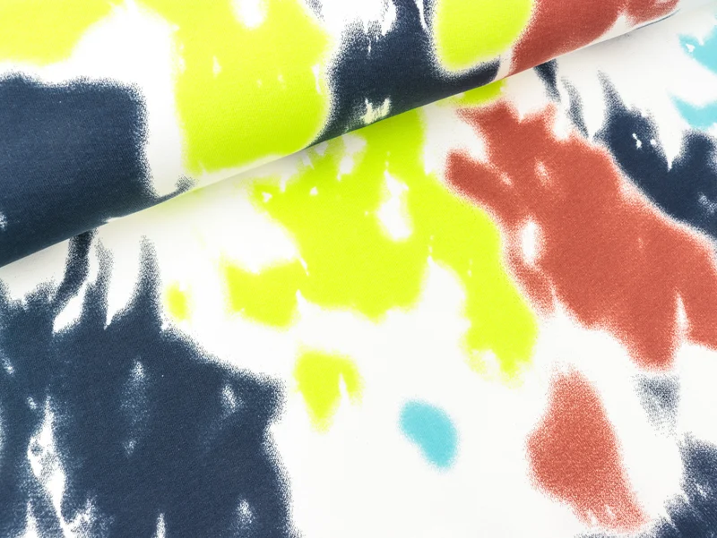 French Terry Tie Dye Print Watercolor denim-multicolor auf Weiß