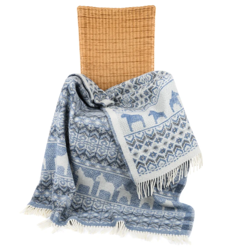 Wolldecke "PFERDCHEN"- Blau
