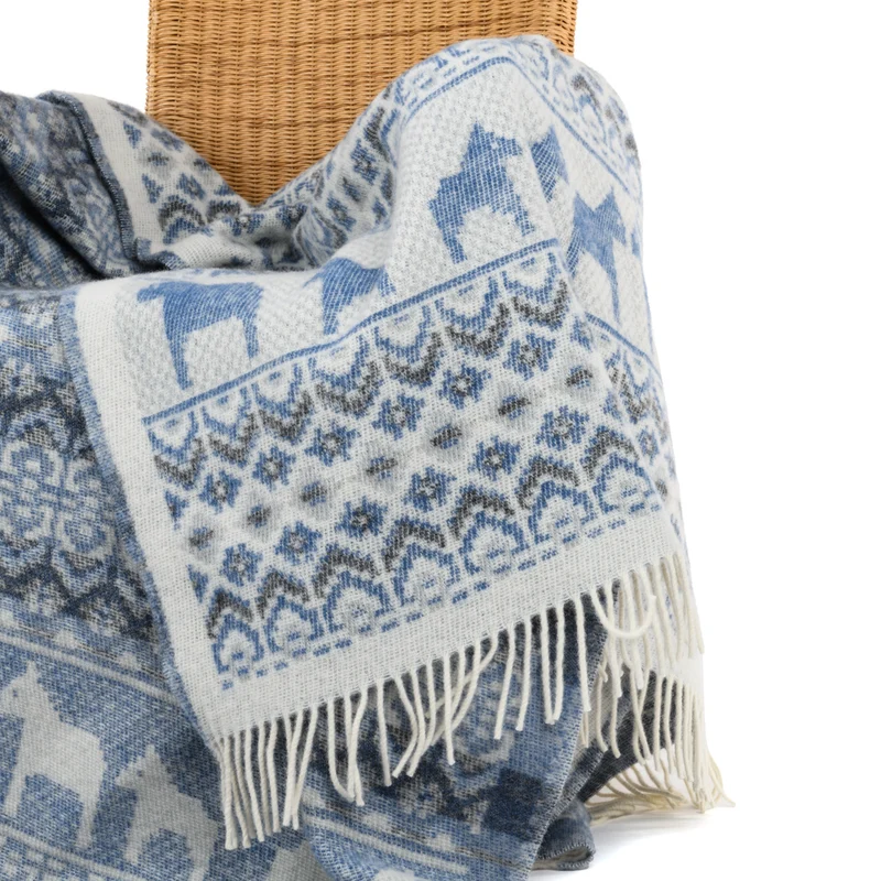 Wolldecke "PFERDCHEN"- Blau
