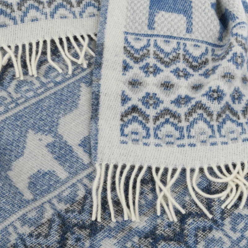 Wolldecke "PFERDCHEN"- Blau