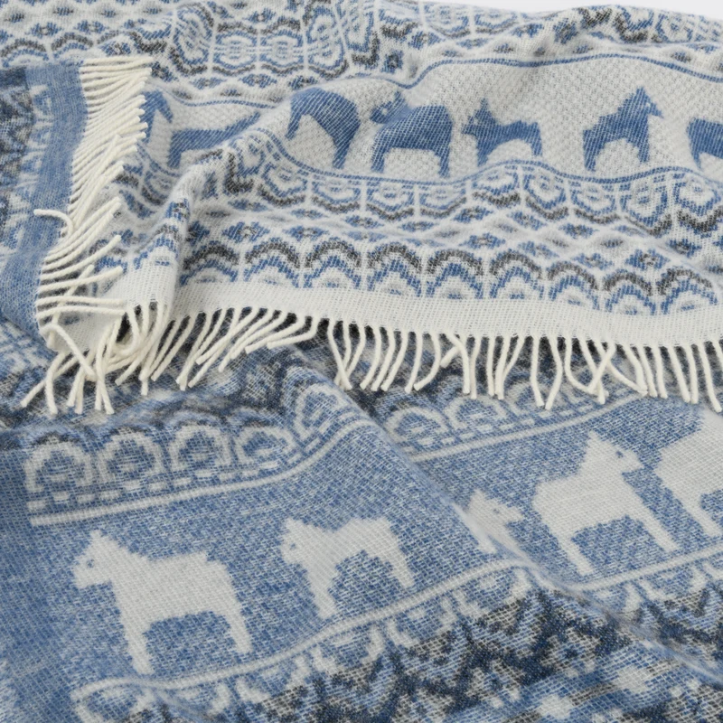 Wolldecke "PFERDCHEN"- Blau