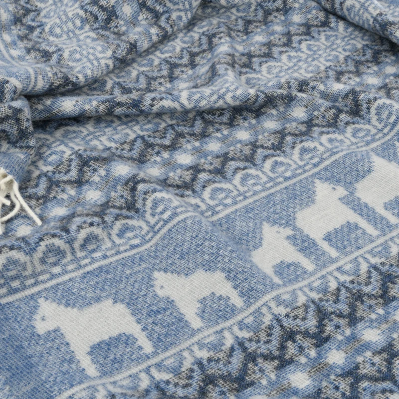 Wolldecke "PFERDCHEN"- Blau