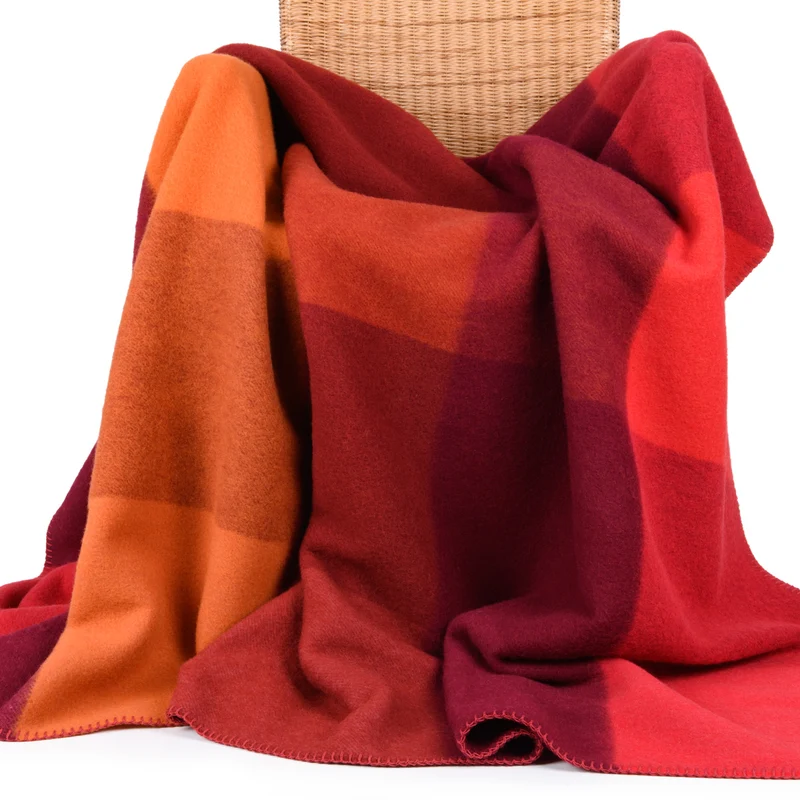 Orange/Rote Schurwolldecke "SUSANNE"