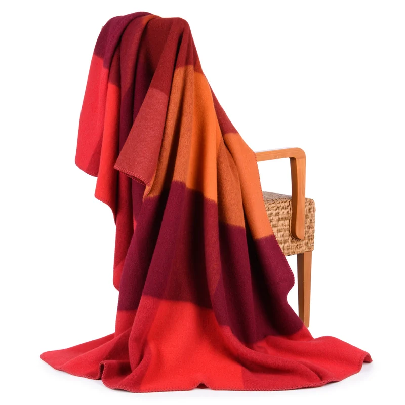 Orange/Rote Schurwolldecke "SUSANNE"