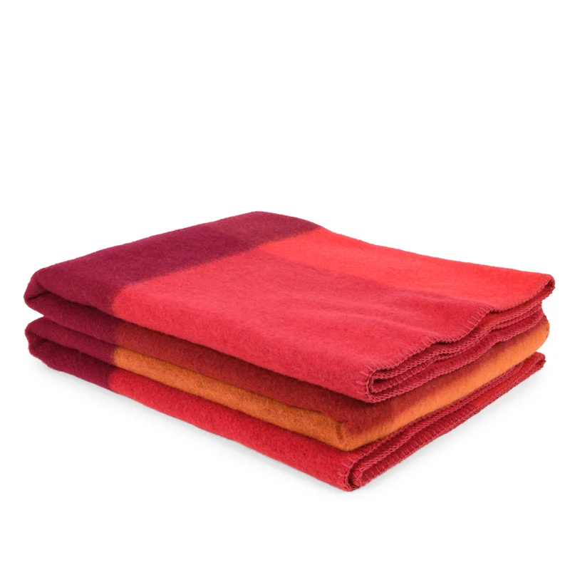 Orange/Rote Schurwolldecke "SUSANNE"