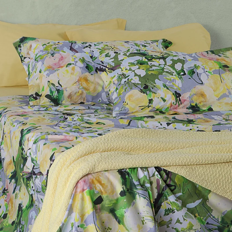 Copripiumino con federe primrose Floreale in Percalle