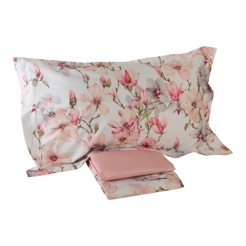 Completo Lenzuola elegant flowers Floreale in Raso di cotone