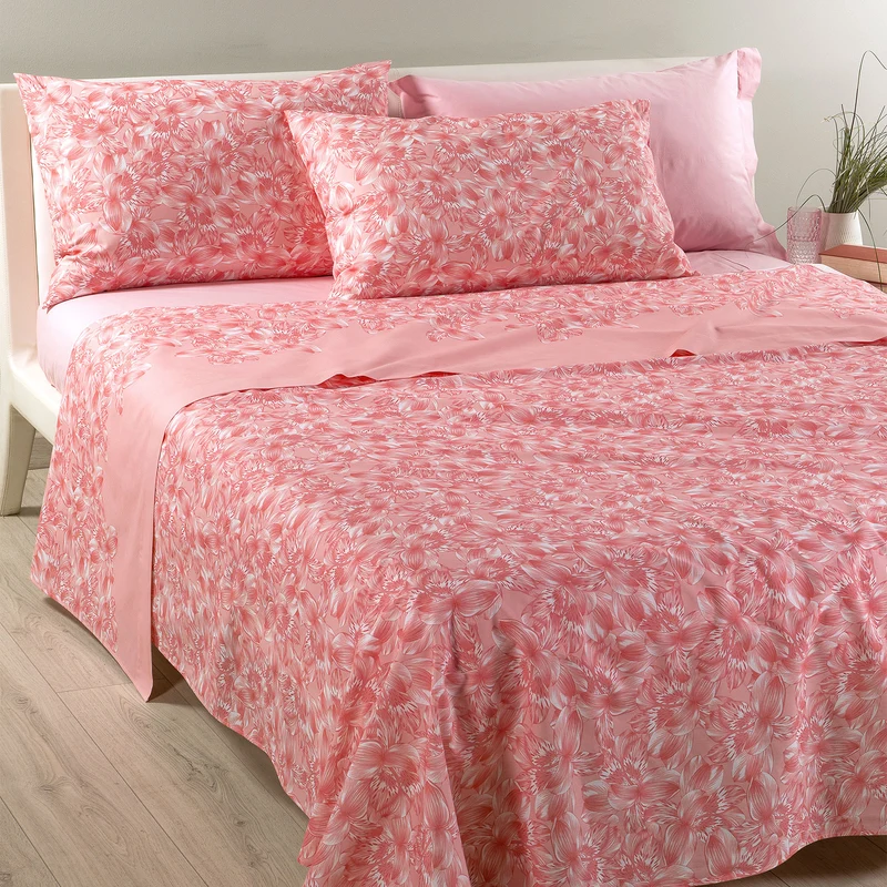 Completo Lenzuola Copriletto flowers joy Moderno in Cotone